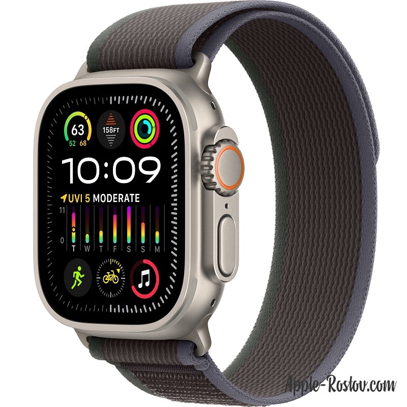 Apple Watch Ultra 2 (2023) 49mm Titanium Case ремешок Blue Black Trail