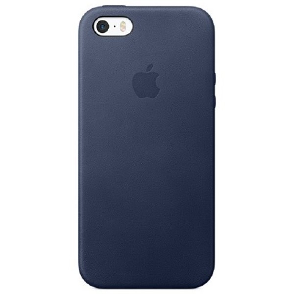 Кожаный чехол для iPhone 5/5s/SE тёмно-синего цвета