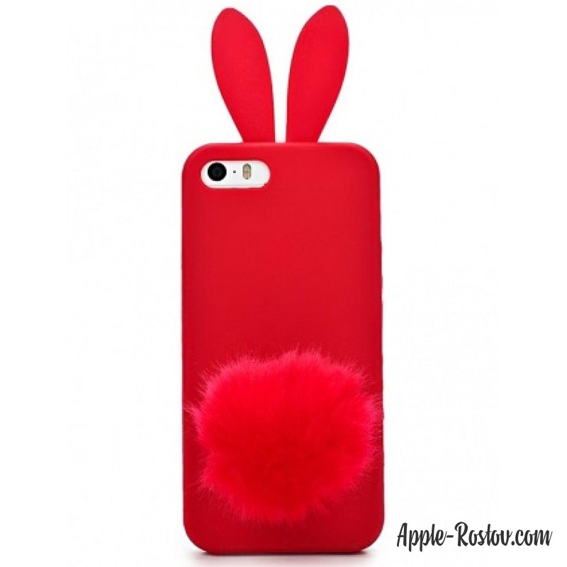 Силиконовый чехол с помпоном "Заяц"