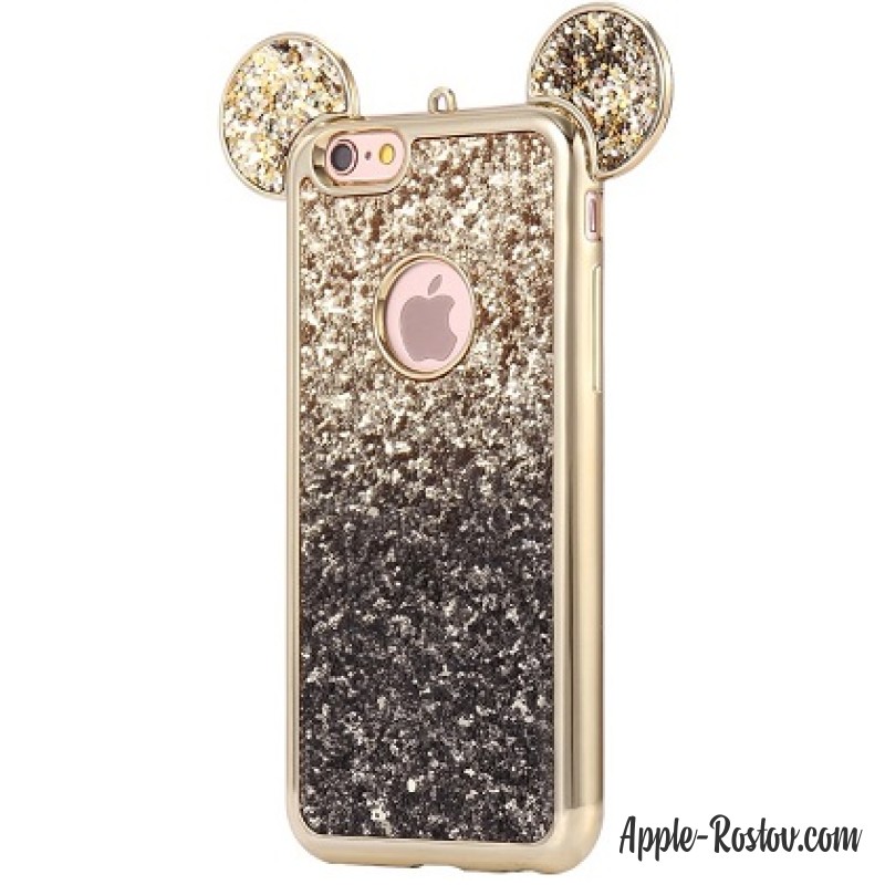 Чехол с блёстками и ушками Микки Мауса