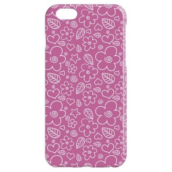 Пластиковый чехол пурпурного цвета с цветочками