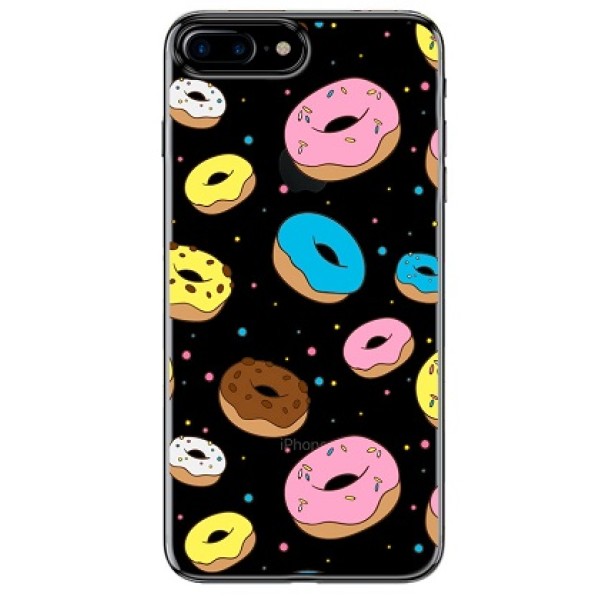 Прозрачный чехол с рисунком пончиков