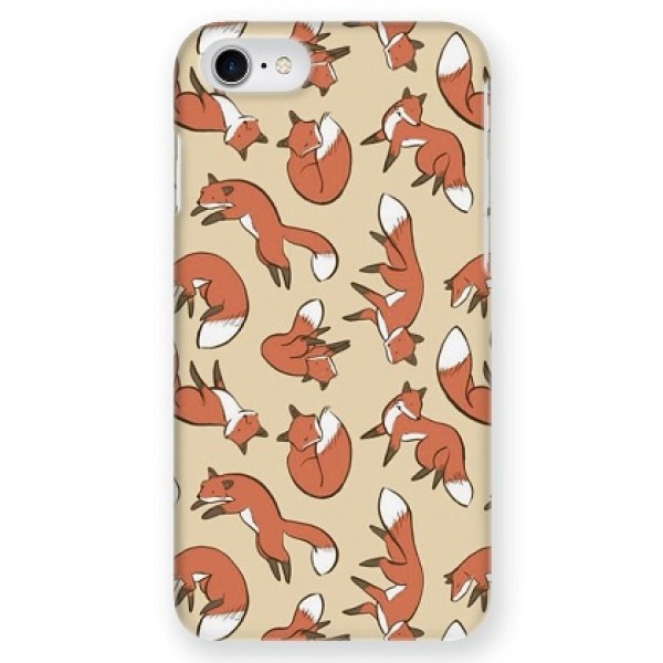 Чехол жёлтого цвета с рисунками лисицы