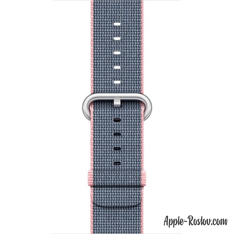 Ремешок из плетёного нейлона цвета "светло-розовый/тёмно-синий" (для корпуса 38 мм)