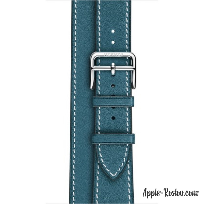 Ремешок Double Tour из кожи Swift цвета Bleu Jean (для корпуса 38 мм), размер Regular (стандартный)