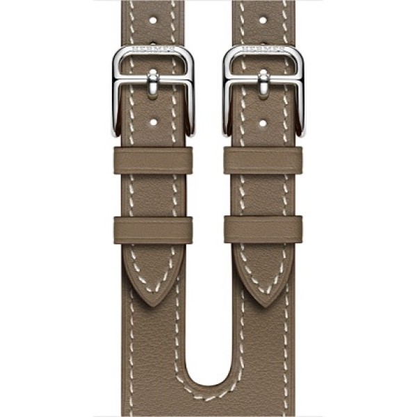 Ремешок Manchette из кожи Swift цвета Étoupe с двойной пряжкой (для корпуса 38 мм)