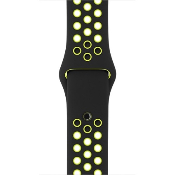 Спортивный ремешок Nike цвета "чёрный/салатовый" (для корпуса 42 мм), размеры S/M и M/L