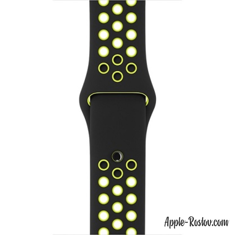 Спортивный ремешок Nike цвета "чёрный/салатовый" (для корпуса 42 мм), размеры S/M и M/L