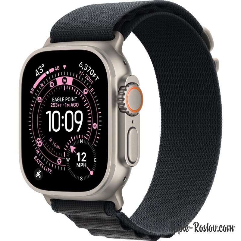 Apple Watch Ultra 3 (2025) 49mm Natural Titanium Case ремешок Black Alpine loop