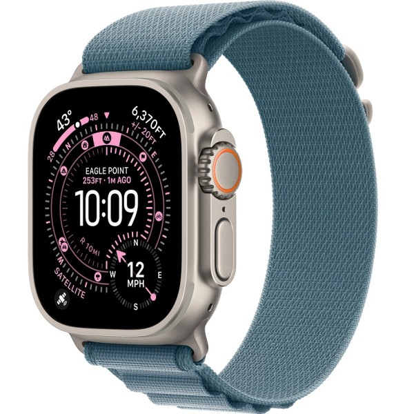 Apple Watch Ultra 3 (2025) 49mm Natural Titanium Case ремешок Light Blue Alpine loop