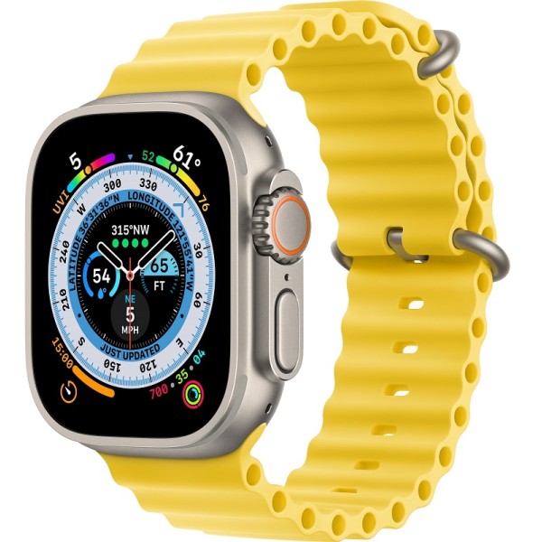 Apple Watch Ultra 49mm Titanium Case ремешок Yellow Ocean Band