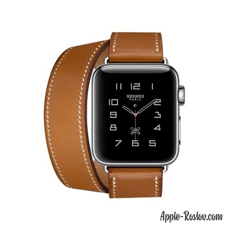 Apple Watch Hermes 38 mm silver/Double Tour Barenia leather Fauve colors Apple Watch Hermes 38 mm silver/Double Tour Barenia leather Fauve colors