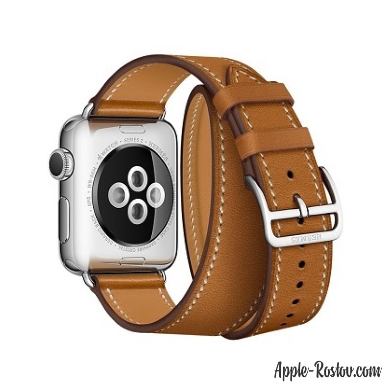 Apple Watch Hermes 38 mm silver/Double Tour Barenia leather Fauve colors Apple Watch Hermes 38 mm silver/Double Tour Barenia leather Fauve colors