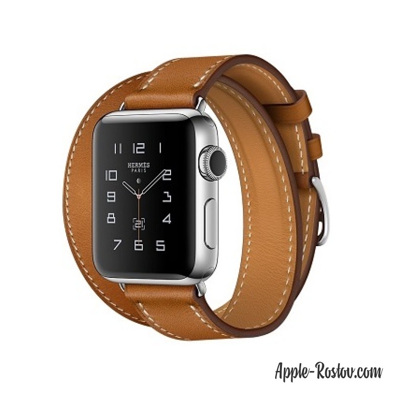 Apple Watch Hermes 38 mm silver/Double Tour Barenia leather Fauve colors Apple Watch Hermes 38 mm silver/Double Tour Barenia leather Fauve colors