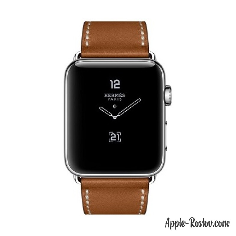 Apple Watch Hermes 42 mm silver/Simple Tour Barenia leather Fauve colors with folding clasp