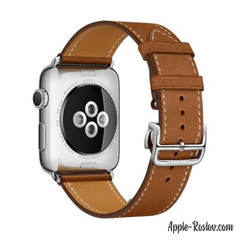 Apple Watch Hermes 42 mm silver/Simple Tour Barenia leather Fauve colors with folding clasp