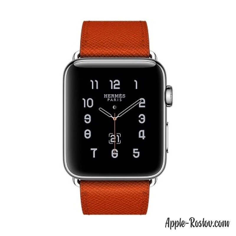 Apple Watch Hermes 42 mm silver/Simple Tour leather Epsom color Feu