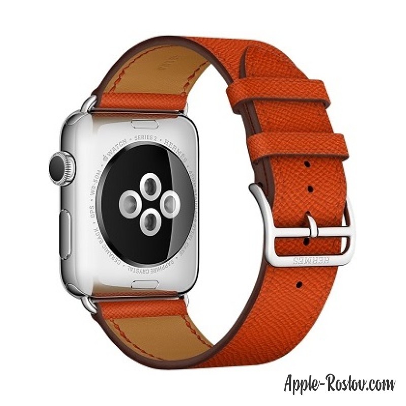 Apple Watch Hermes 42 mm silver/Simple Tour leather Epsom color Feu